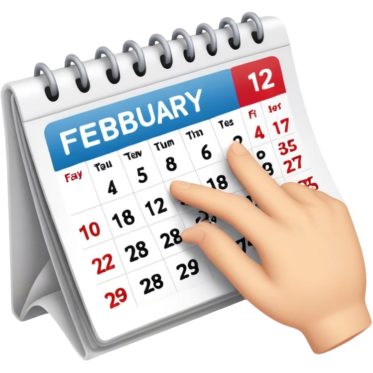 Flipping the calendar of February emoji