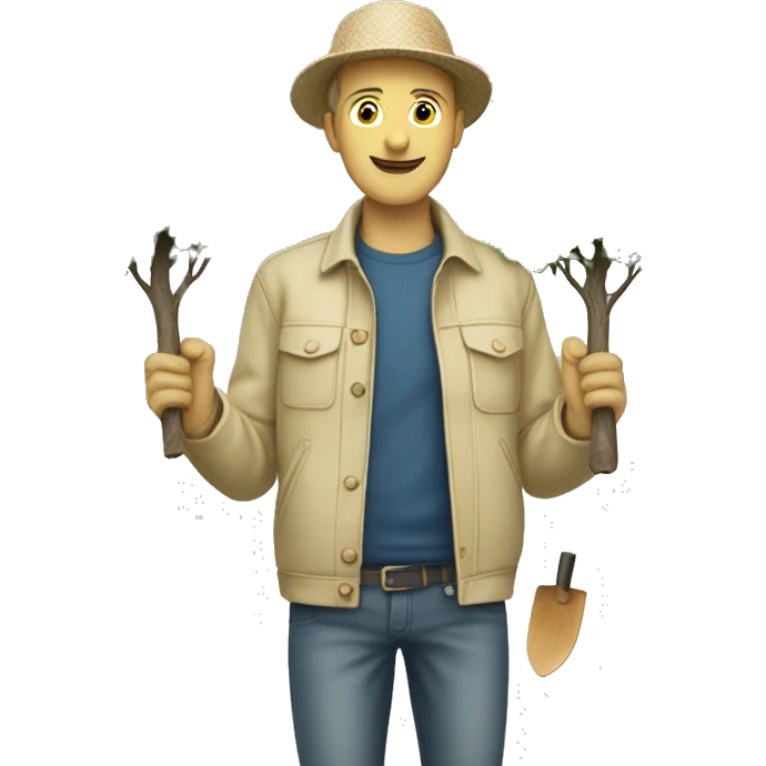 gardener beige jacket trees germany emoji