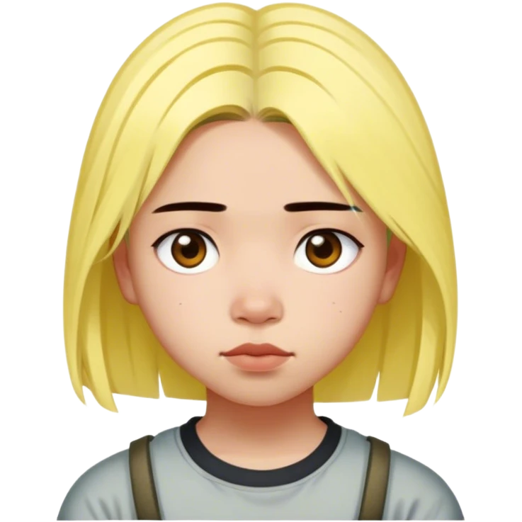 A girl who look like billie eilish but has a nepali descent face of gurung commuinty with short hair  and short height  emoji