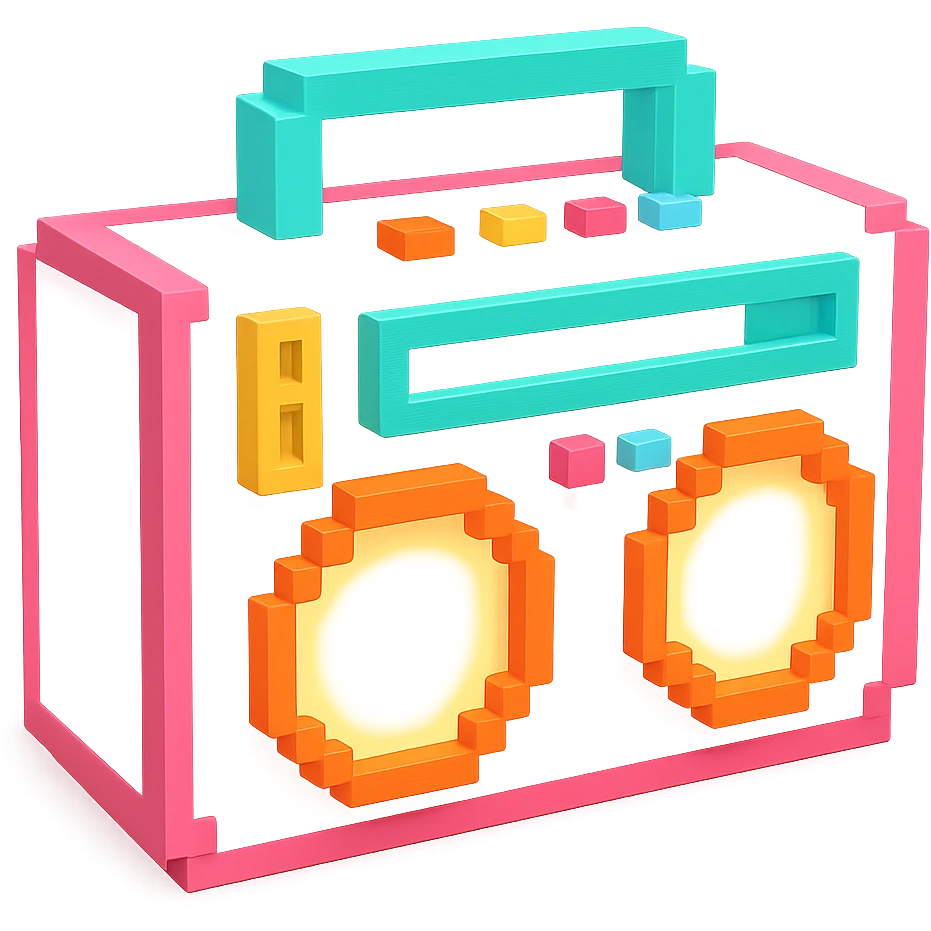 сделай белый святящейся бумбокс, no background emoji