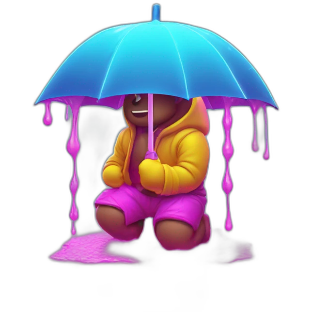 Juicy booty neon sign style man rain emoji