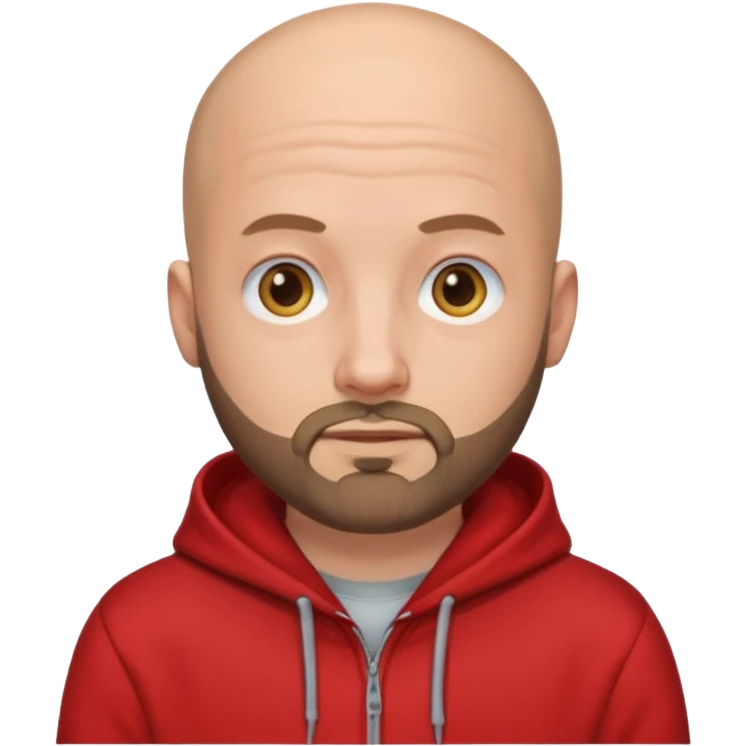 Bald man with red hoodie and short beard emoji