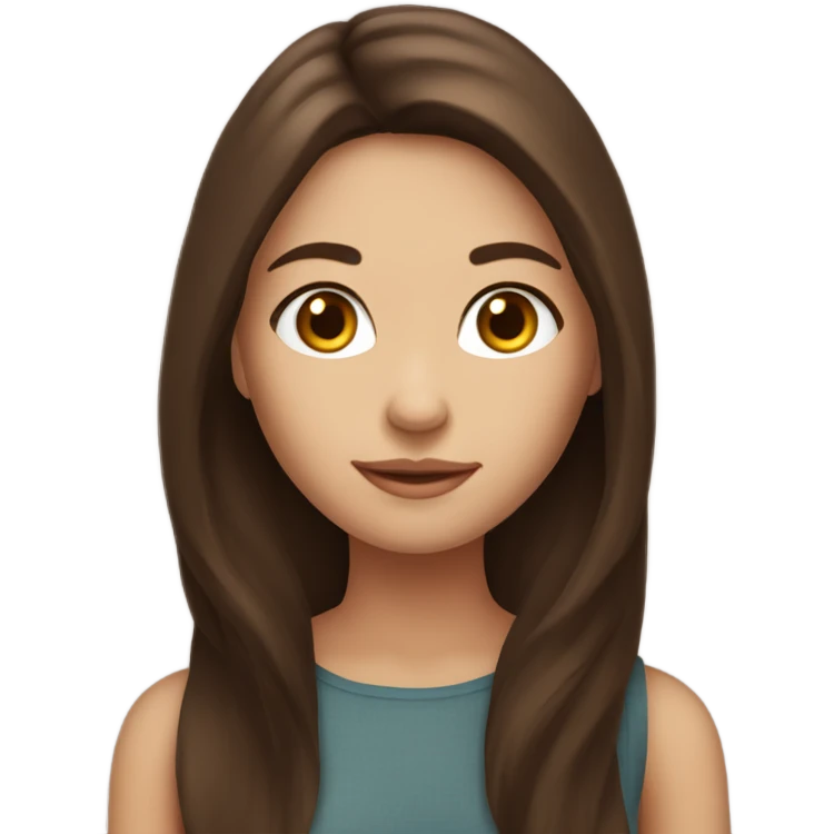 beautiful brunette girl with long brown hair and warm skin emoji