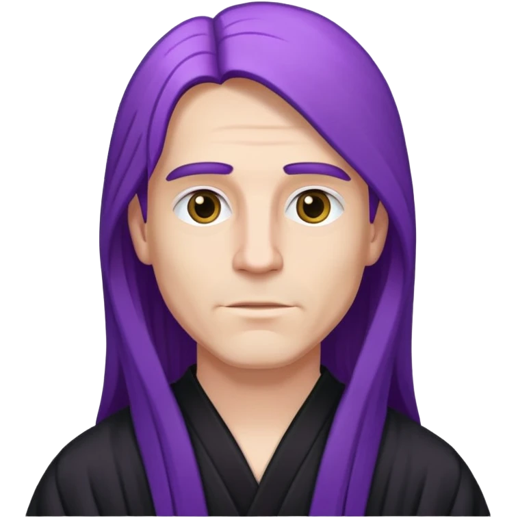 Purple long straight hair white man with black robe  emoji