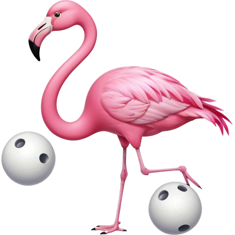 Flamingo playing bowling emoji