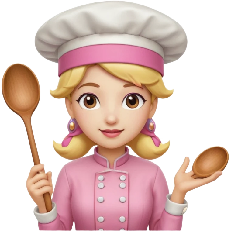 Pink chef hat princess peach with a hand and spoon  emoji