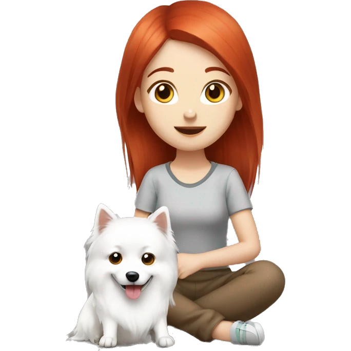 red hair girl with Japanese spitz dog emoji