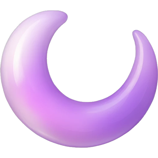 Glossy Pastel lilac-gradient glass crescent emoji