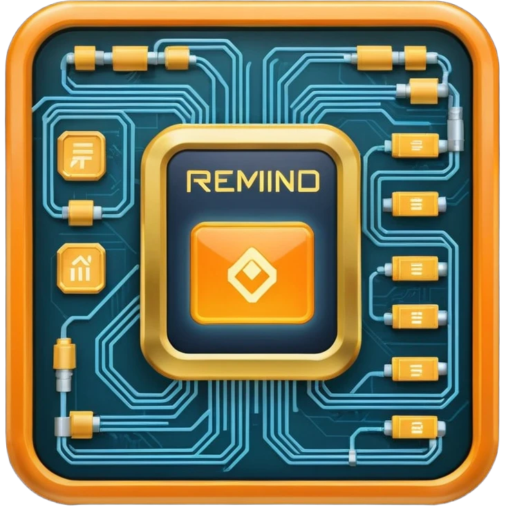 Futuristic reward points icon with PFD text in the middle, circuit board lines, Bloomberg terminal aesthetic, gold orange phosphor glow on dark background, no text, fintech style, clean edges, professional icon design emoji