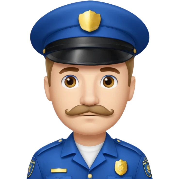 Male police officer wearing white cap, mustache, realistic portrait emoji