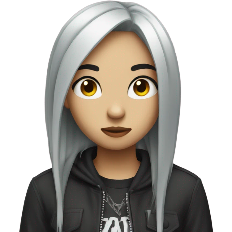 Emo girl with silly face emoji