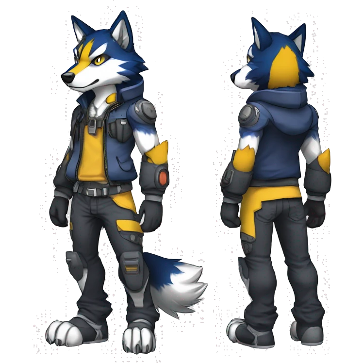  Cool Edgy Colorful Anthro War-Digimon-Fakemon-Wolf with edgy markings full body emoji