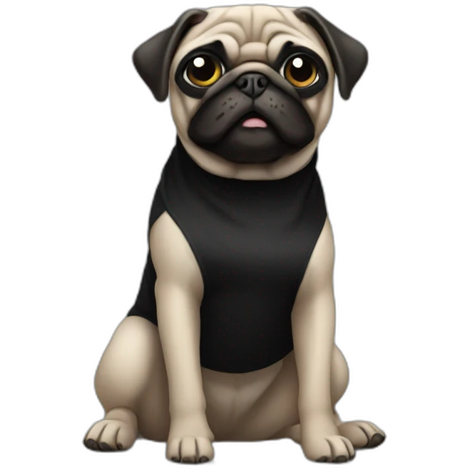 pug wearing a black t-shirt emoji