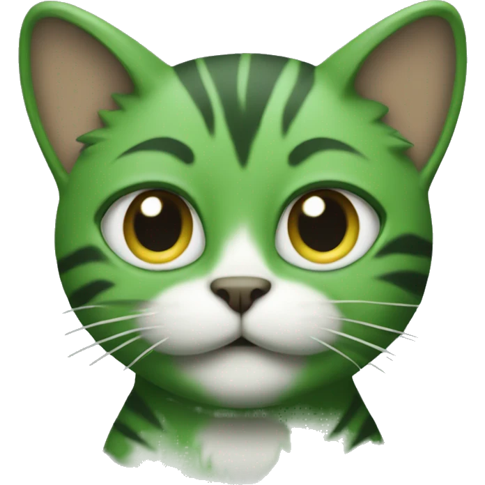 green cat playing a trumpt emoji