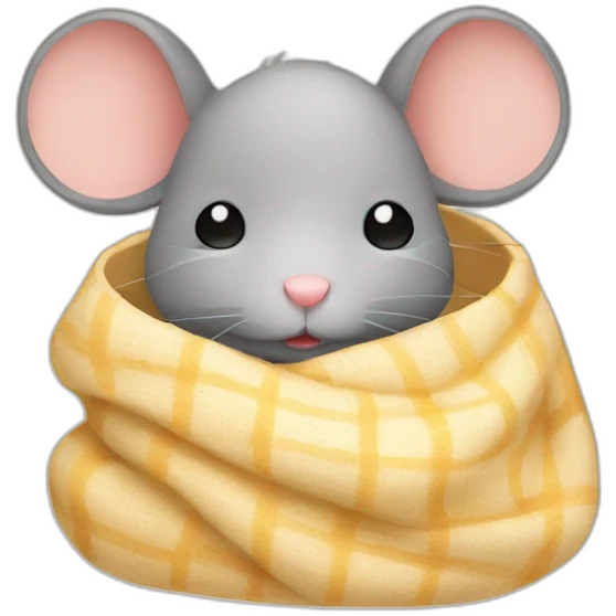 very sleepy mouse in blanket emoji