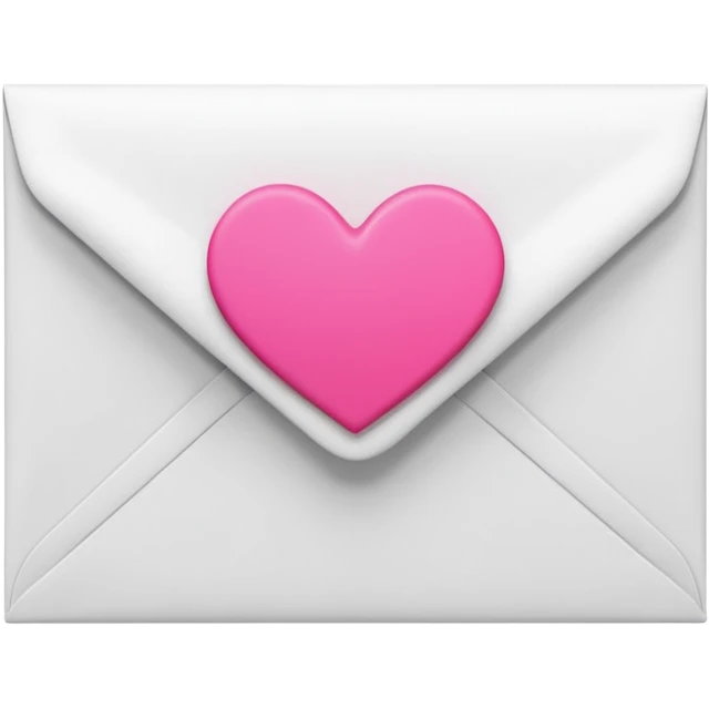 A 3D render of a white letter envelope with a vibrant pink heart sticker, clean background emoji
