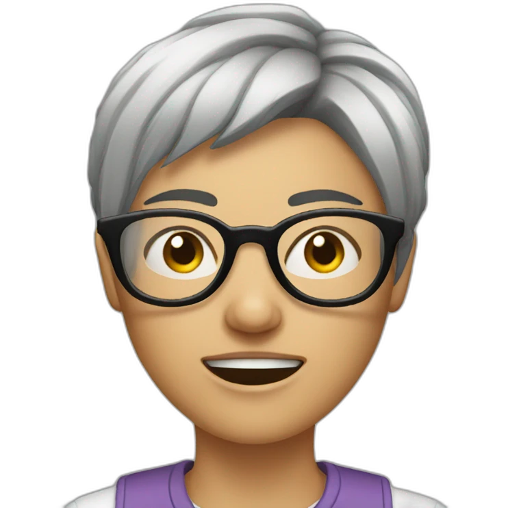 A short haired lesbian with glasses who is angry and fumes out her ears emoji