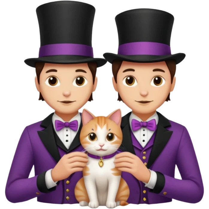 magician couple and their pet cat emoji