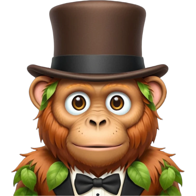 Orangutan with top hat emoji
