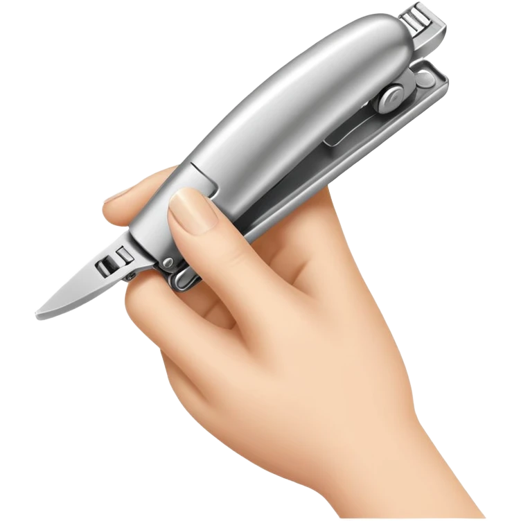 a hand using a nail clipper, cheerful and friendly emoji