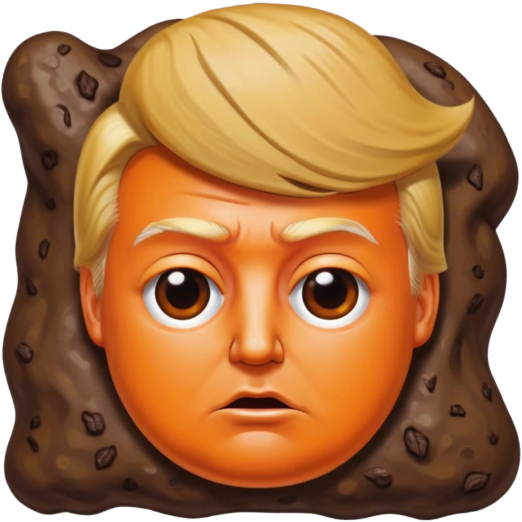 Donald Trump orange face on a brown piece of poop emoji