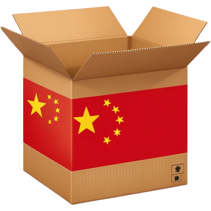 shipping box with China flag symbol emoji