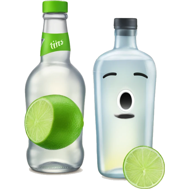 Vodka tonic with a lime and Tito’s bottle emoji