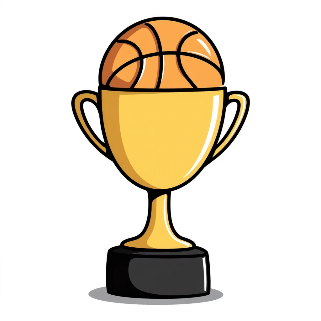 Hand-drawn golden basketball trophy emoji