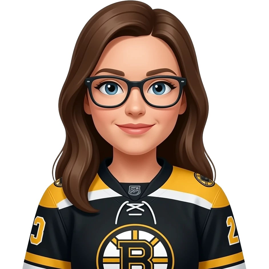 Female boston bruins with glasses emoji