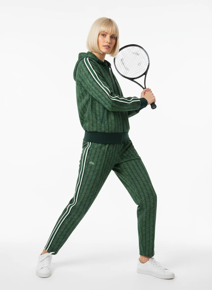 Make her dress in this outfit, model dynamic pose, white solid background emoji