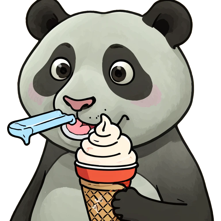 Panda eating ice cream emoji