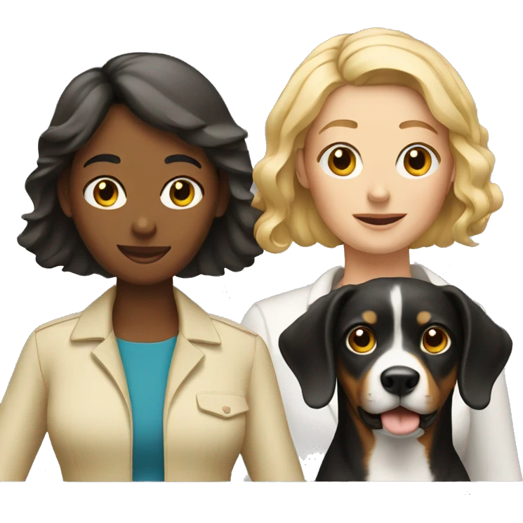 two women with a dog emoji