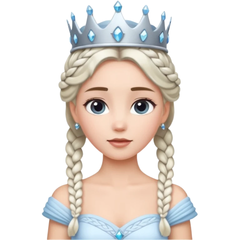 braided hair ice princess with crown emoji