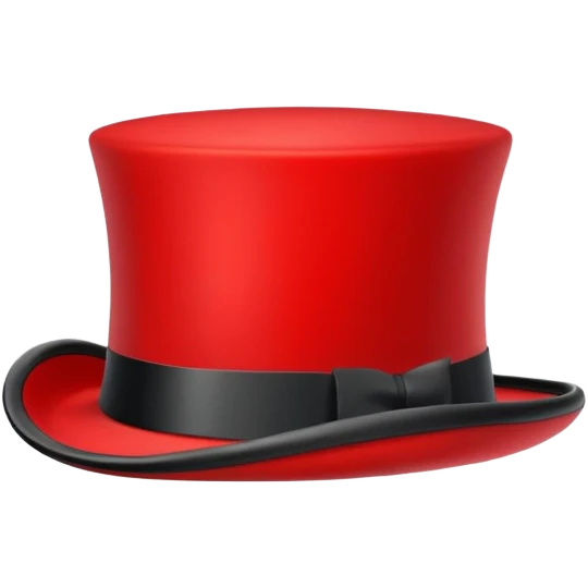 red top hat with black band without bow, compact proportions emoji