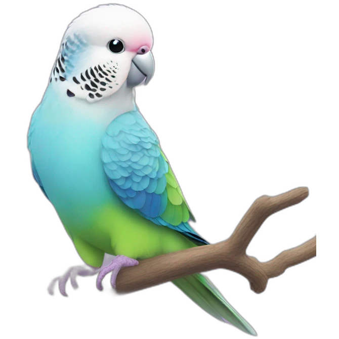 white feather pink feet purple nose budgie emoji