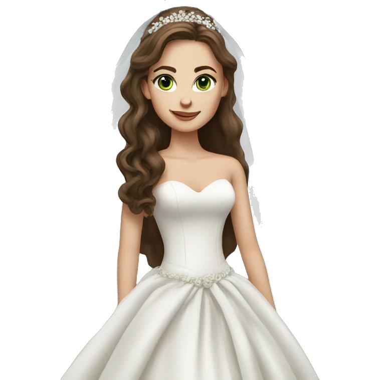 Beautiful bride with brown hair green eyes  emoji