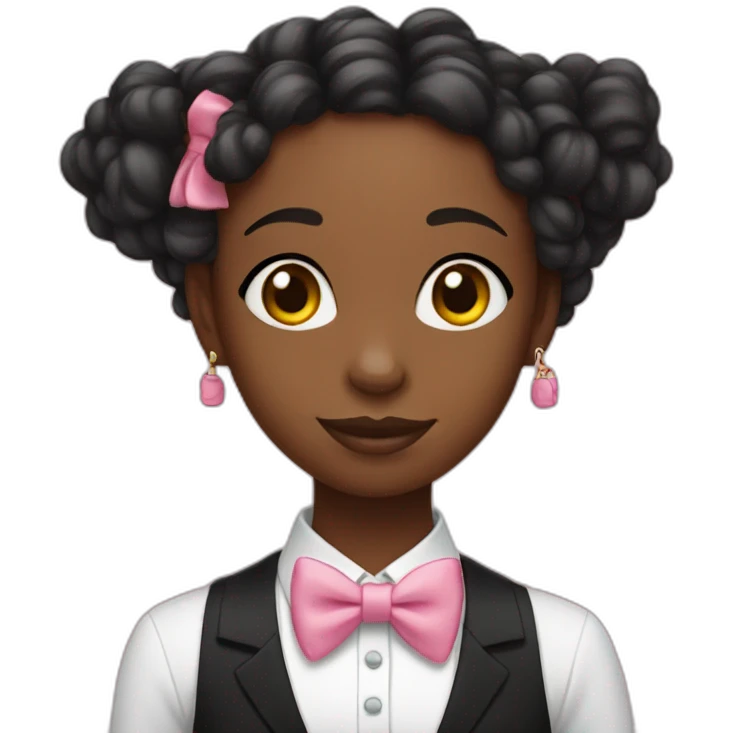 black girl with pink locs holding tuxedo cat emoji