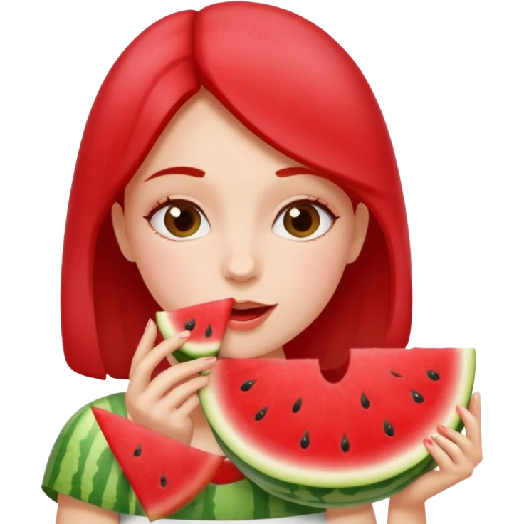 Girl eating watermelon emoji