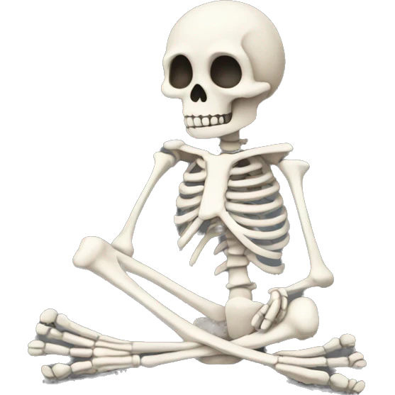 skeleton sitting in a huddled position emoji