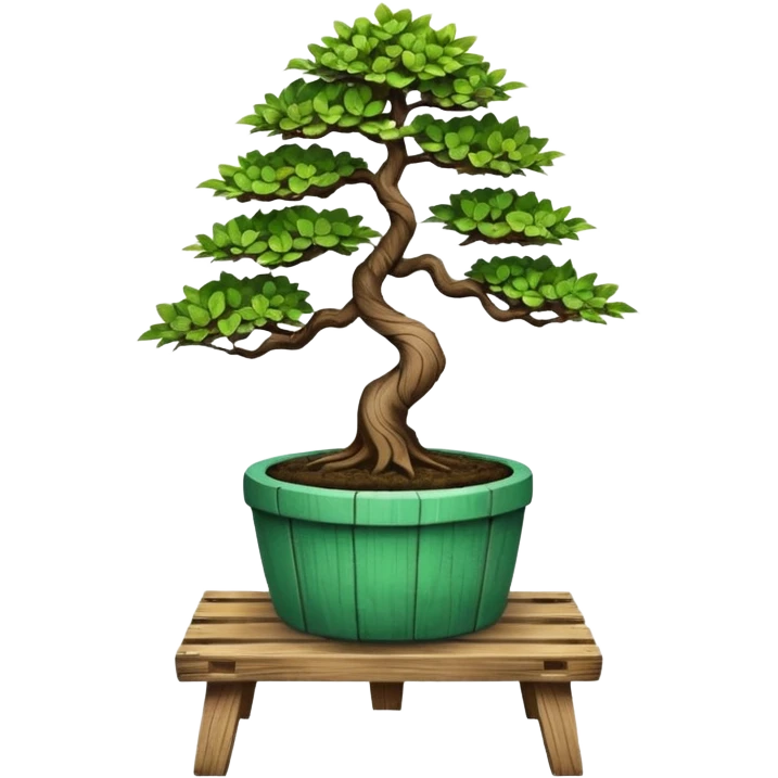 standing slanted bonsai potted Plant rack made from the wood of old oak pallets  emoji