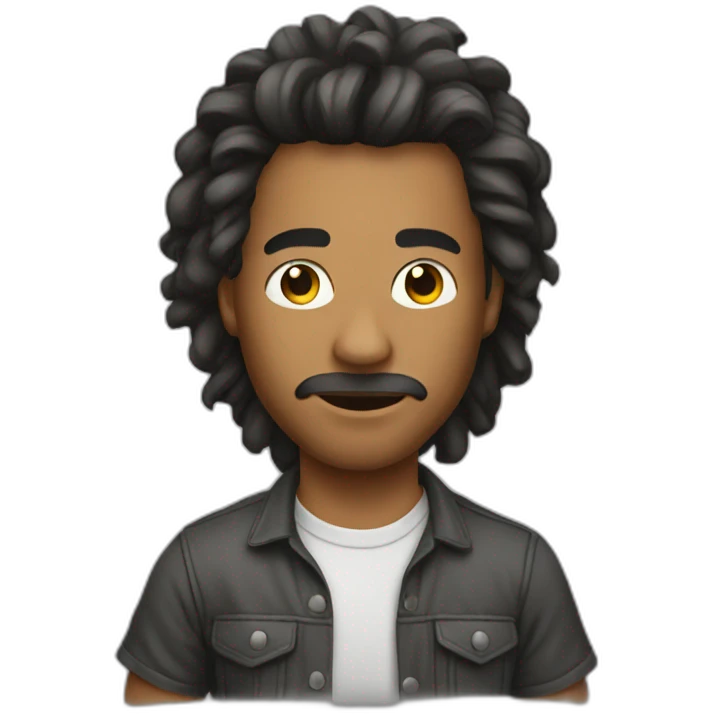 man with trasher t-shirt and hair curtains  emoji