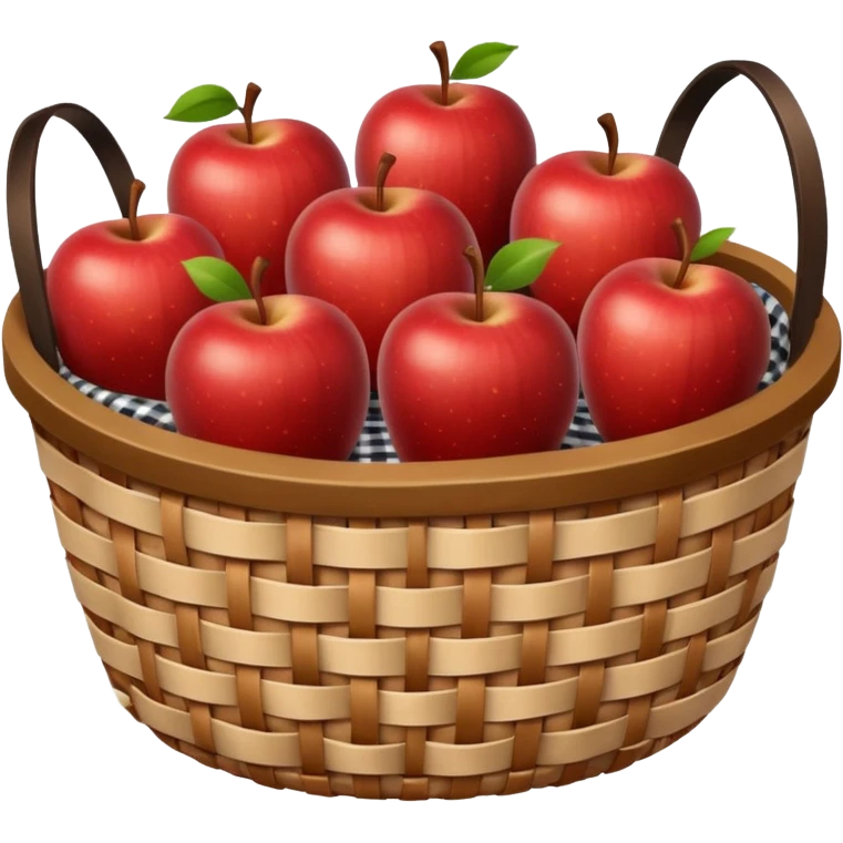 woven basket with apples and white checkered cloth emoji