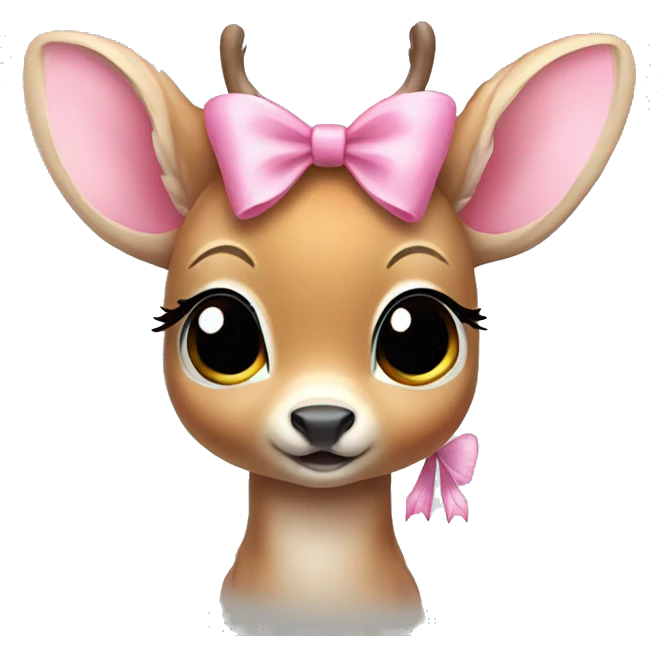 baby deer with fairy wings and a pink bow around its neck  emoji