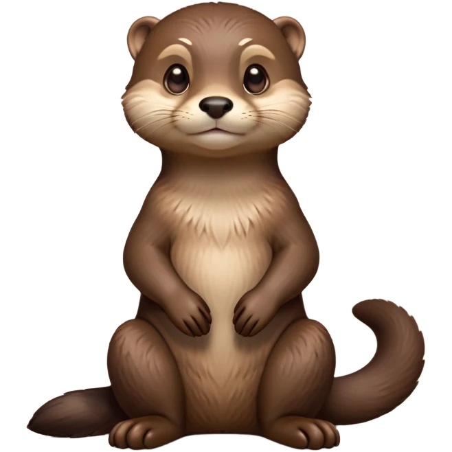 cinematic-noble [otter]-realistic-full-body-sitting-emoji,-tail-tucked-close,-head-tilted-dramatically,-sleek-[brown]-fur,-simplified-yet-realistic-focused-features,-highly-detailed,-glowing-with-an-almost-sarcastic-glow  expressive eyes emoji
