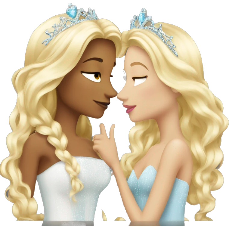 2 women princesses couple blonde kiss emoji