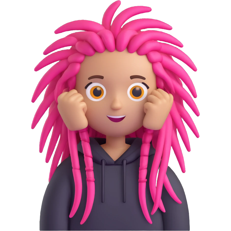 SoFaygo inspired emoji wearing trendy streetwear, pink dreadlocks, cool attitude emoji
