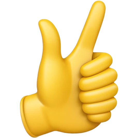 Apple-style 3D illustration of a single yellow emoji hand giving a thumbs up gesture, glossy and rounded, centered on a clean white background, soft shadow underneath, isolated and minimal design emoji