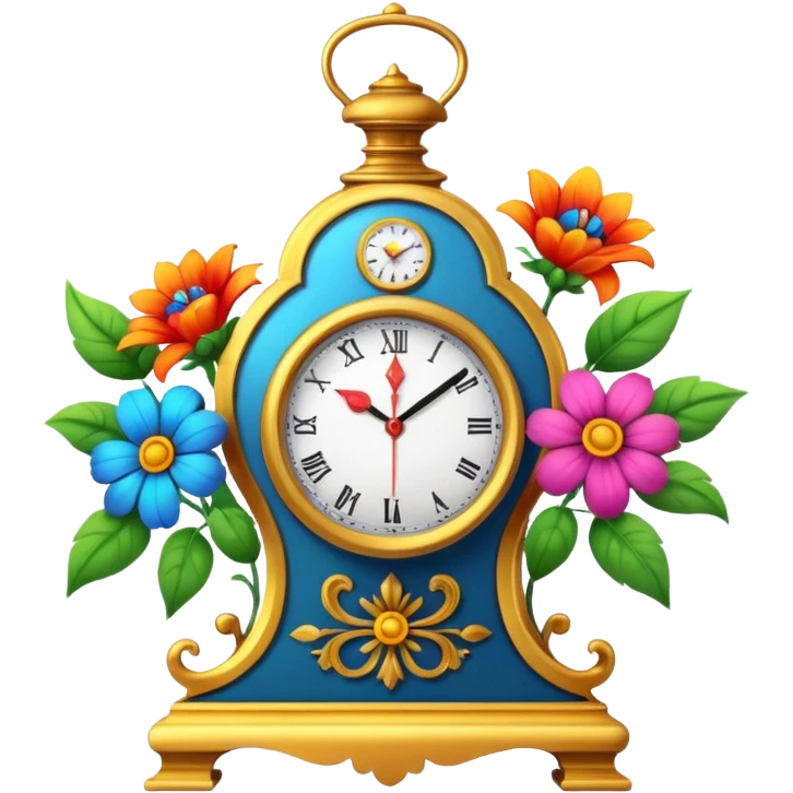 flower blooming next to a clock emoji