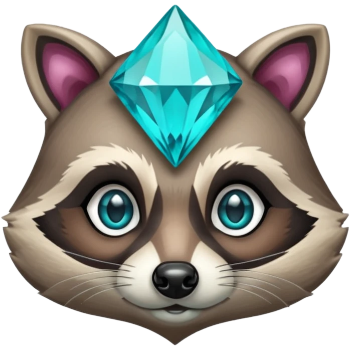 Turquoise Diamond racoon face emoji