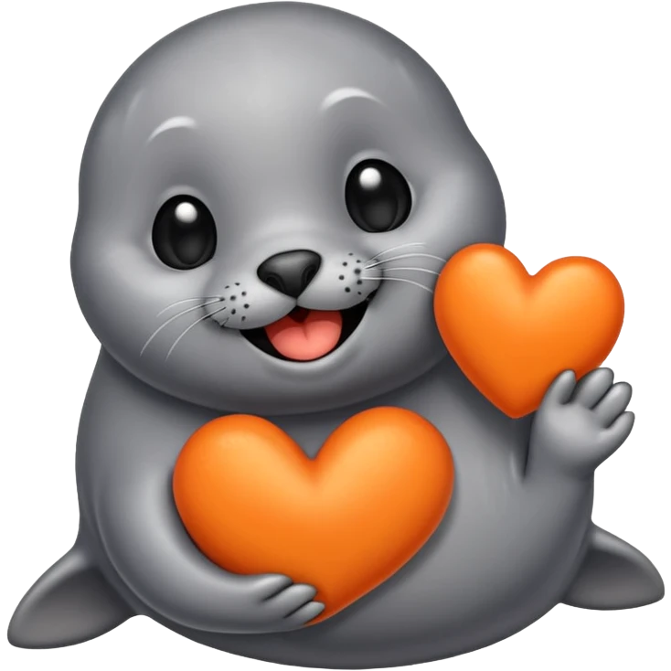 a seal in love with orange heart emoji